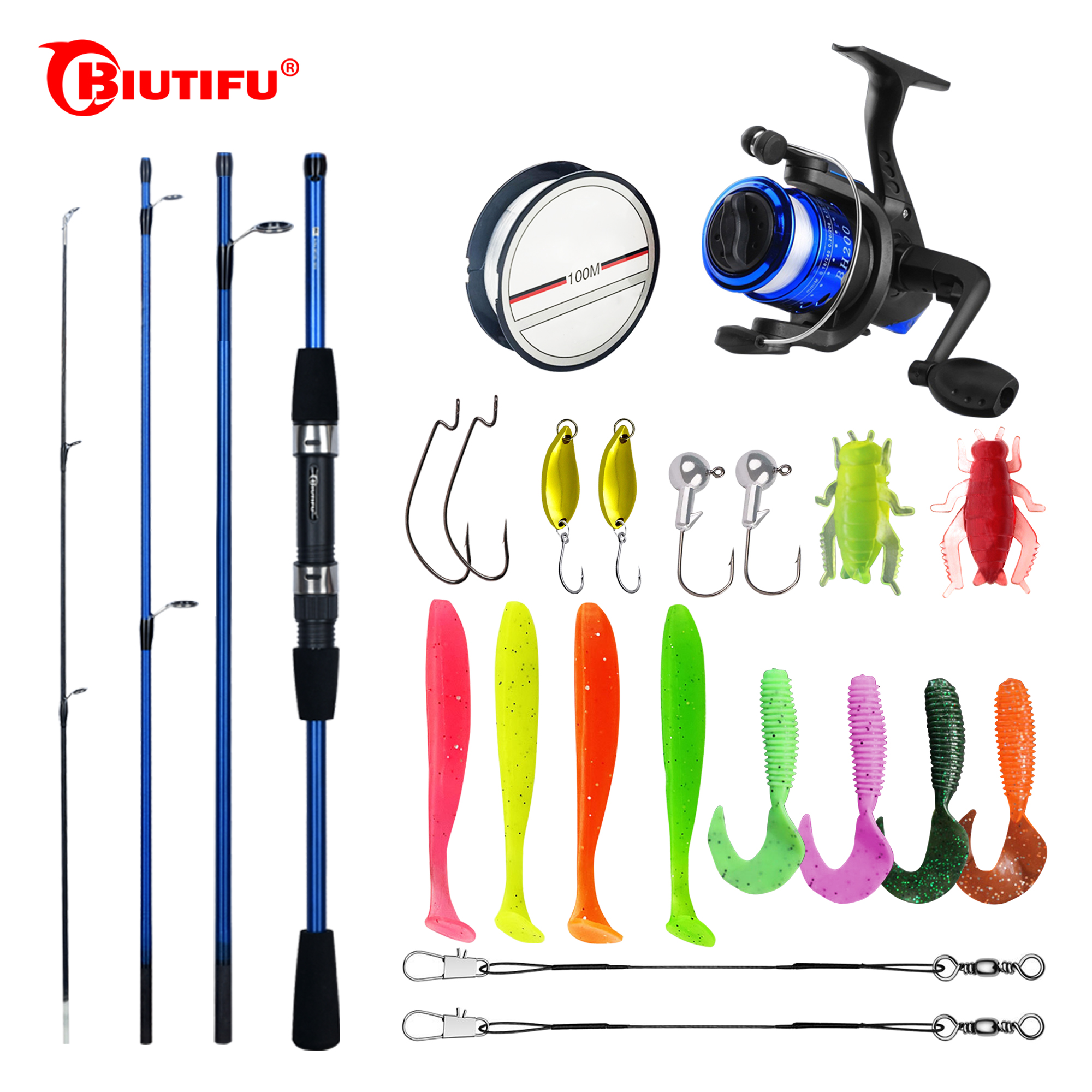 Fishing Lure Spinner - BIUTIFU Spinning Fishing Rod Set 1.8/2.1m