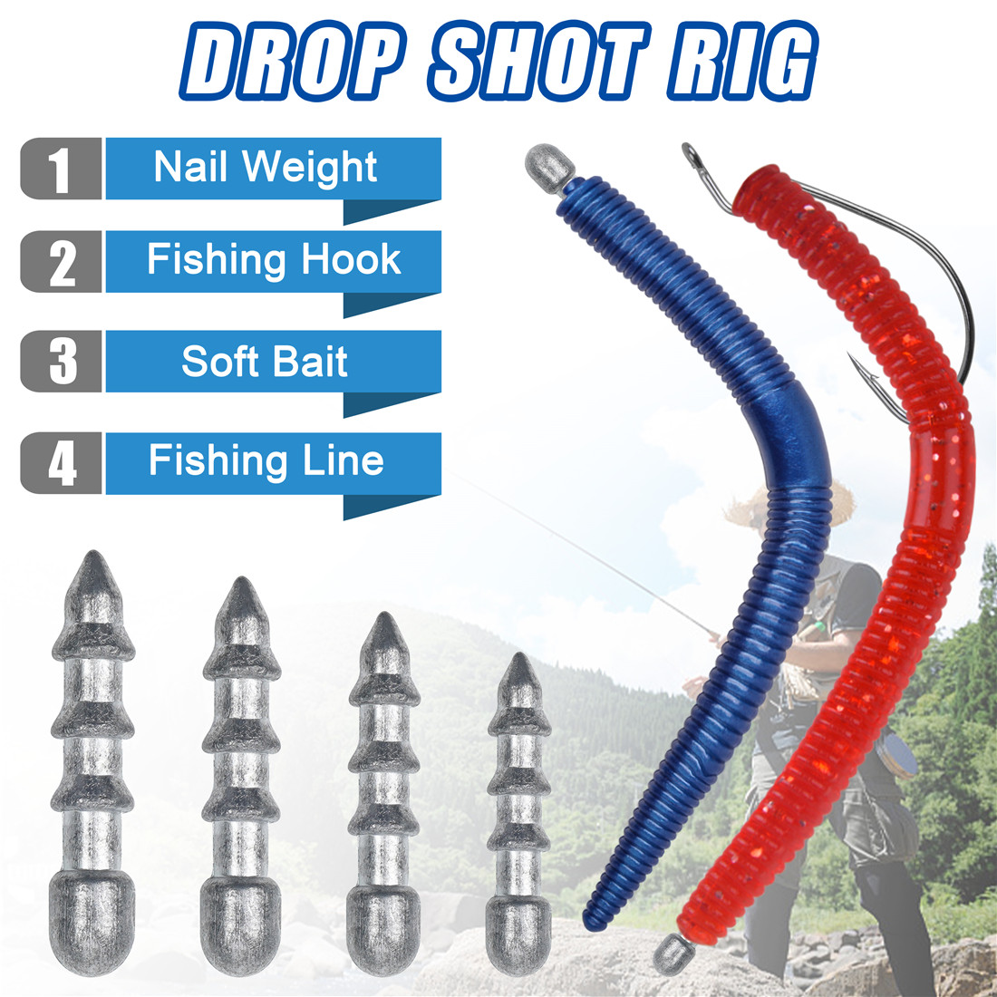 60PCS Nail weights Worm Fishin – обзор и цена Fishing Lure Accessories